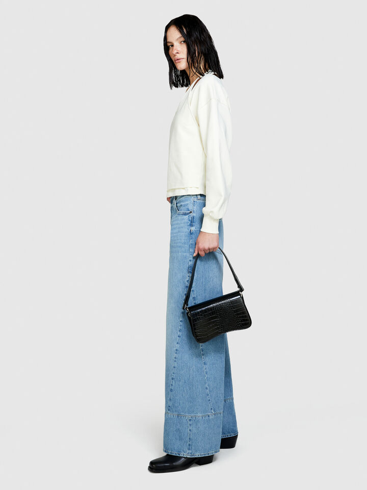 Off-the-shoulder sweatshirt - Pullover Sweatshirts - Creamy White | Sisley image number 2